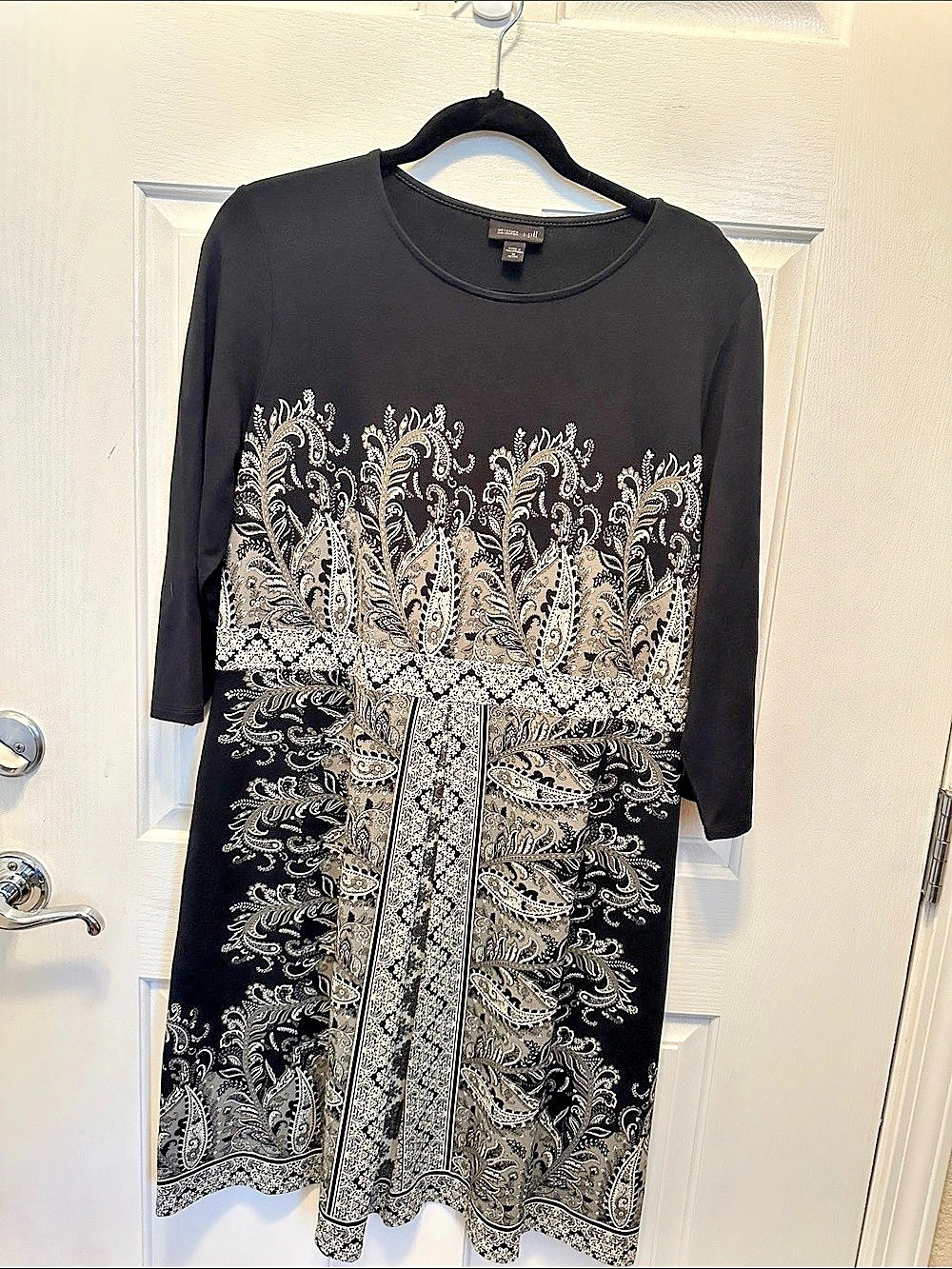 J.Jill WearEver Knit Collection Paisley Midi Dress in Black & White Size Medium